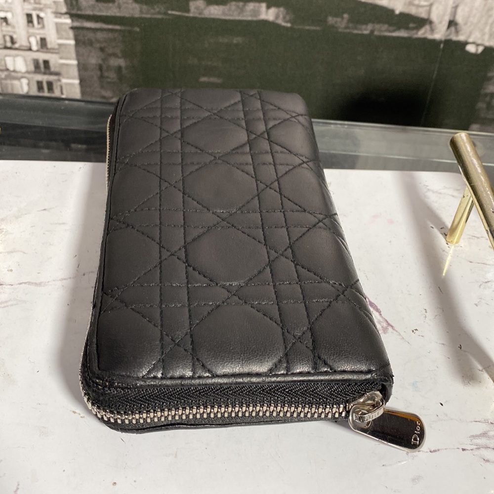 Authentic Christian Dior Cannage Leather Zippy Long Wallet - Picture 13 of 17